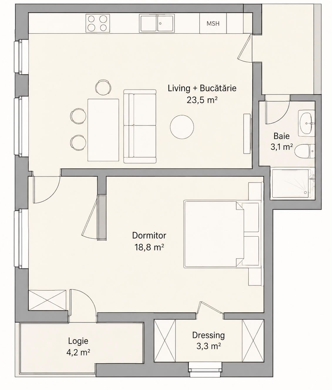 Apartament 2 camere, balcon, etaj intermediar, garaj, zona Eroilor — fotografia 14