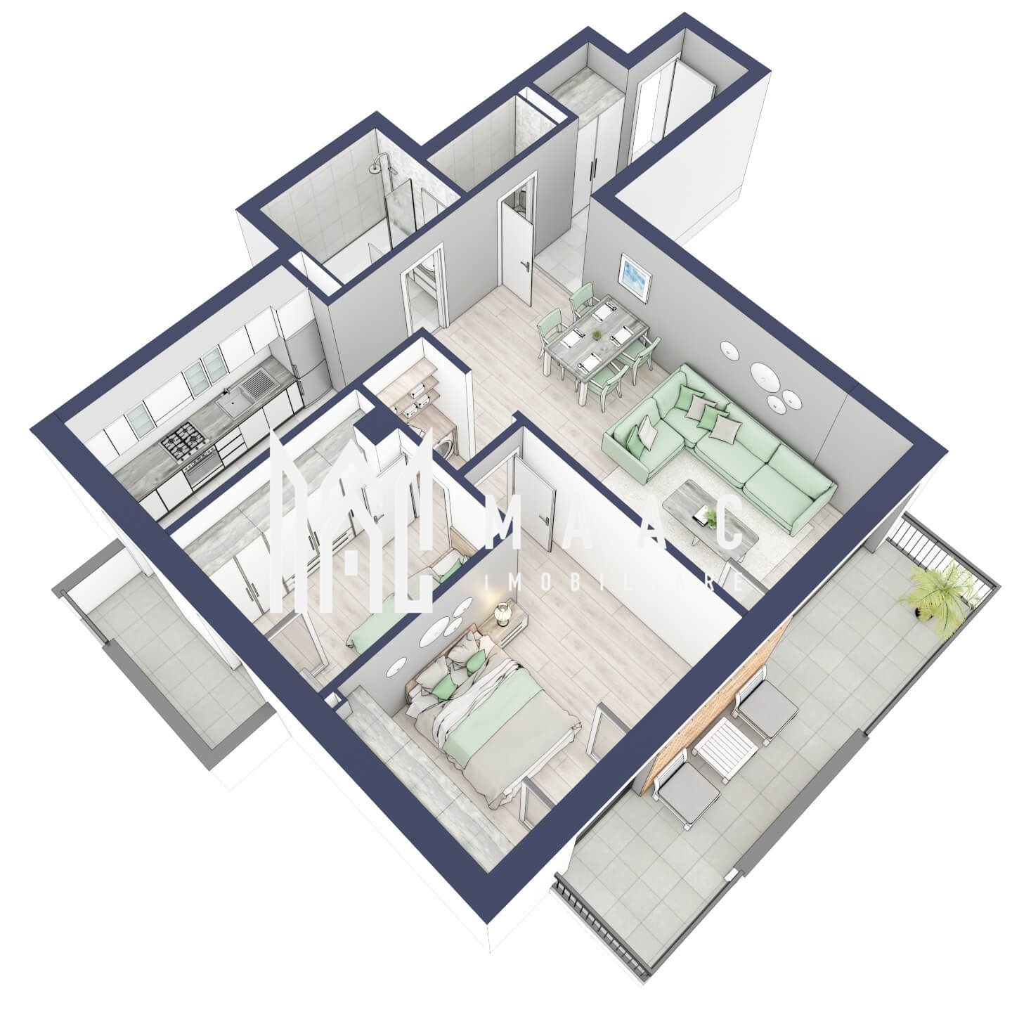 Apartament 3 camere | Balcoane 15.1 mp | Etaj 1 | Turnisor — fotografia 5