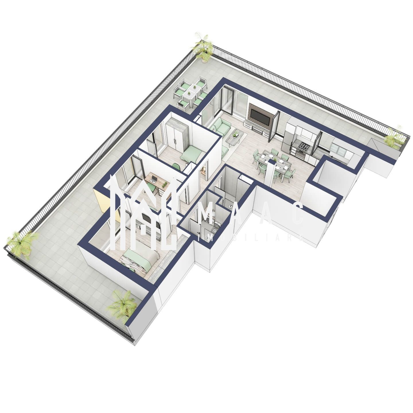 Penthouse 3 camere | Etaj 4 | Balcon 107.2 mp | Turnisor — fotografia 4