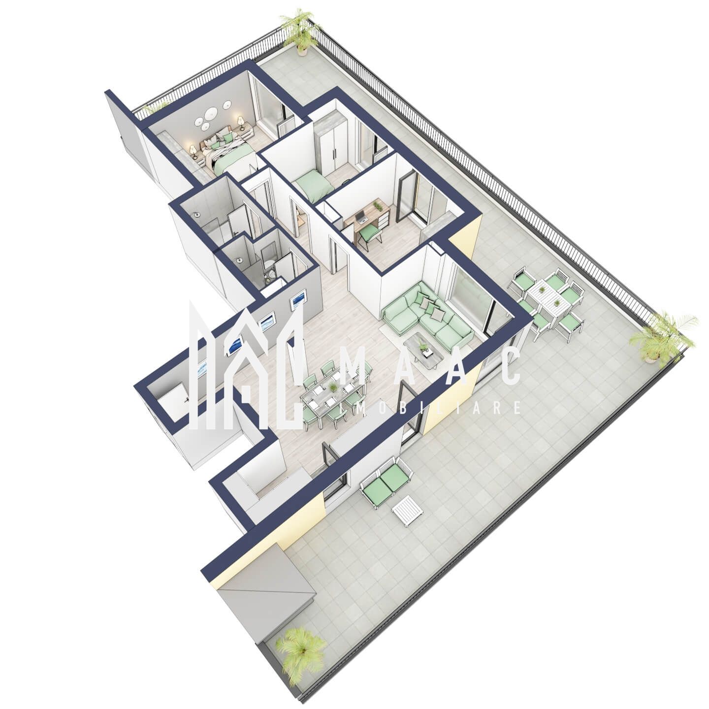 Penthouse 3 camere | Etaj 4 | Balcon 107.2 mp | Turnisor — fotografia 5
