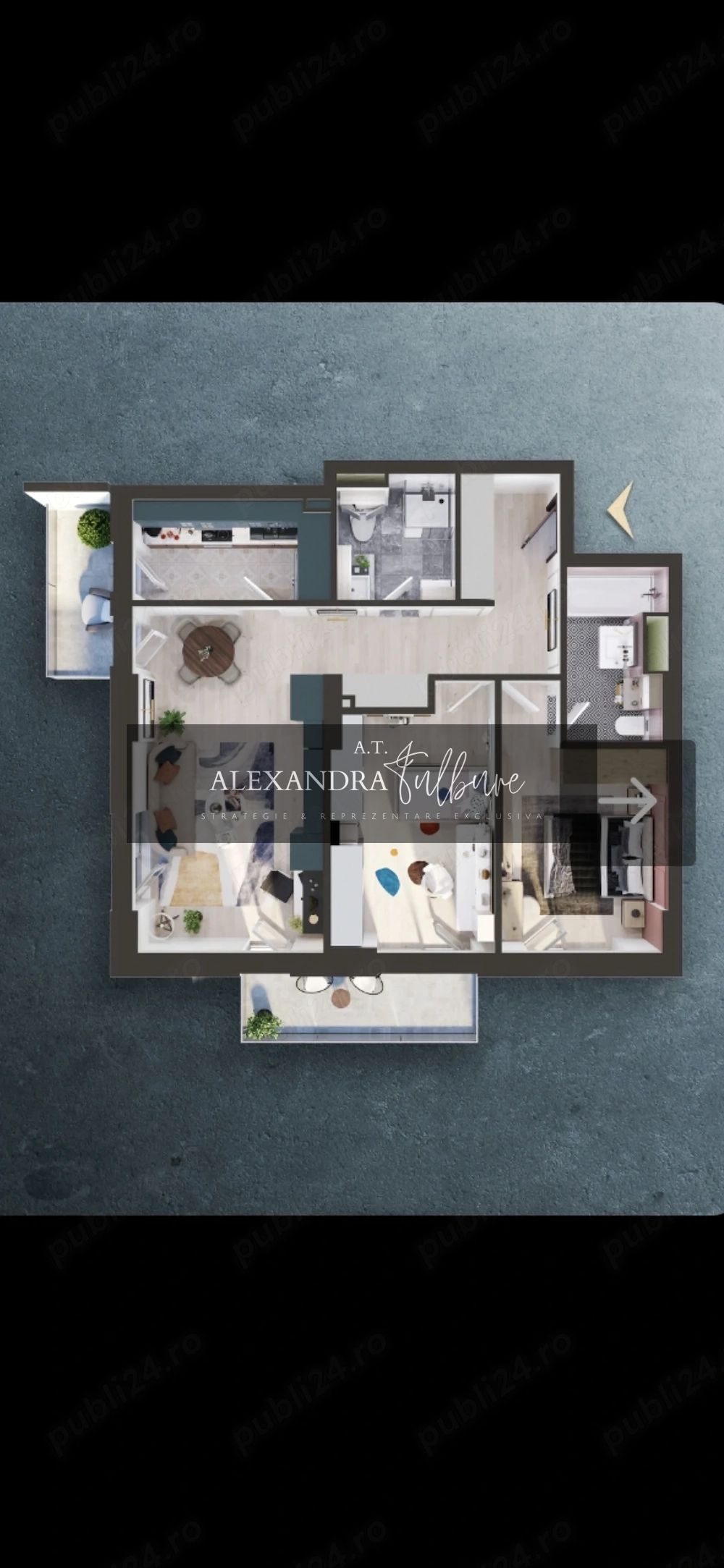 Apartament 3 camere decomandate, 2 bai, 2 balcoane, etaj intermediar — fotografia 6