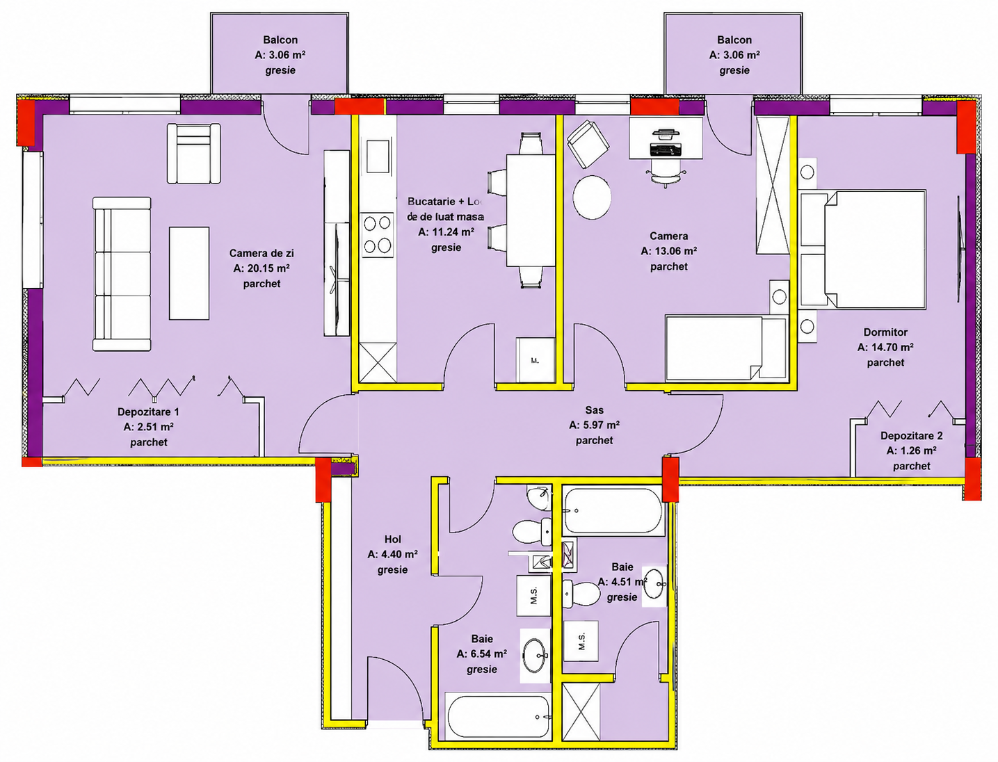 Apartament 3 camere 80mp + 2 balcoane zona Oasului