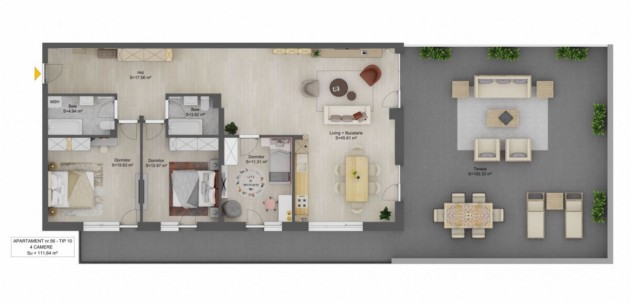 Penthouse 4 camere la cheie 111mp utili terasa 102mp D-na Stanca Sibiu — fotografia 5