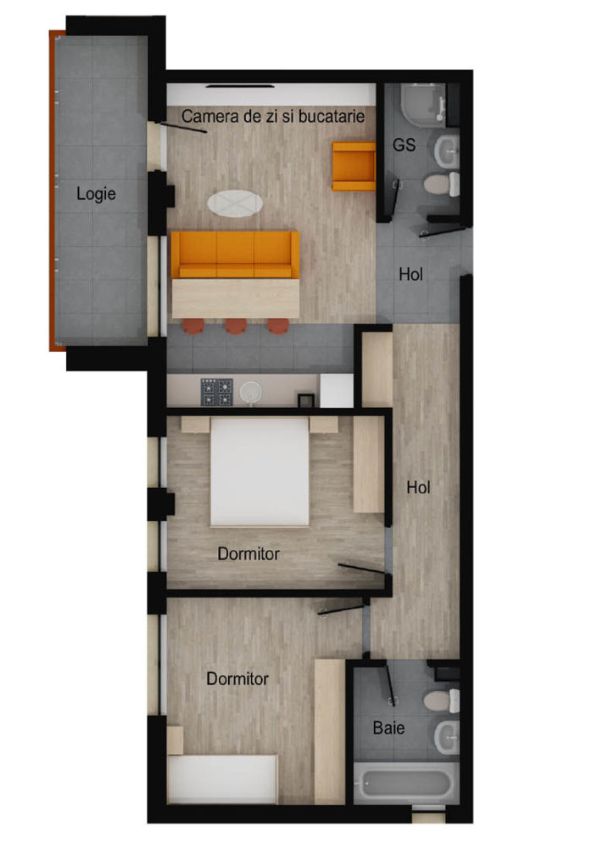 Apartament 3 camere, 2 bai, etaj intermediar, balcon, garaj, boxa — fotografia 6