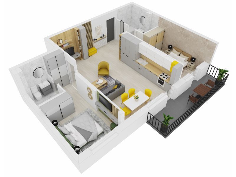 Apartament 3 camere 2 bai 68mpu balcon 9mp si parcare Doamna Stanca — fotografia 4