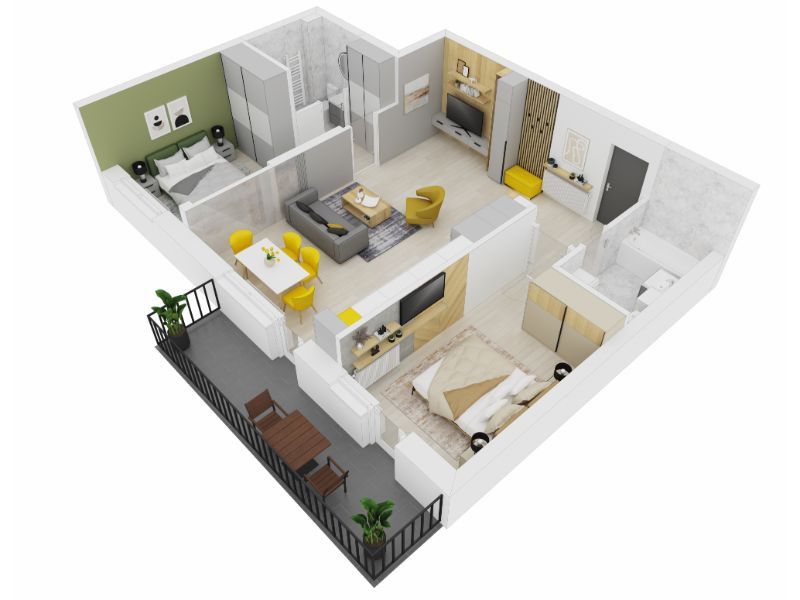 Apartament 3 camere 2 bai 68mpu balcon 9mp si parcare Doamna Stanca — fotografia 5