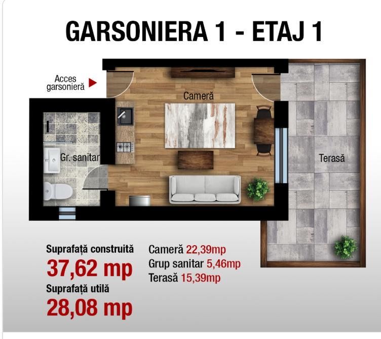 Garsonieră premium 37.62mp, cu terasă mare- Zamora Boutique — fotografia 15