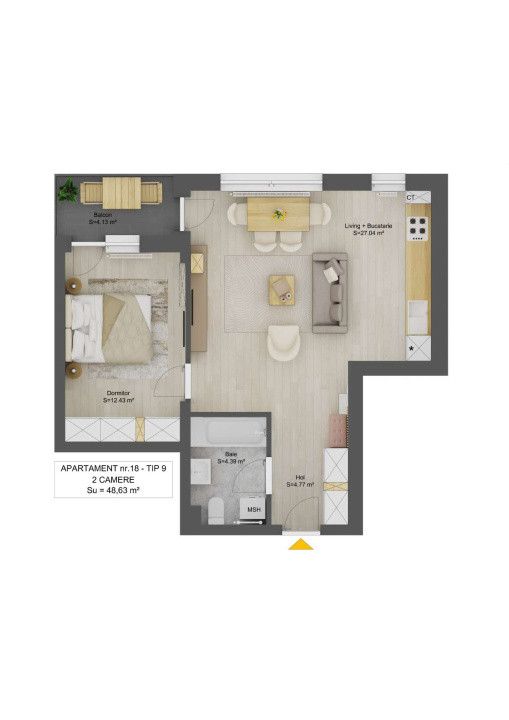 Apartament 2 camere de vanzare finisat la cheie Sibiu 49mp D-na Stanca — fotografia 6