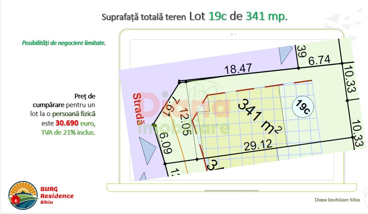 Teren intravilan 341 mp pentru casă — str. Viile Sibiului, Sibiu