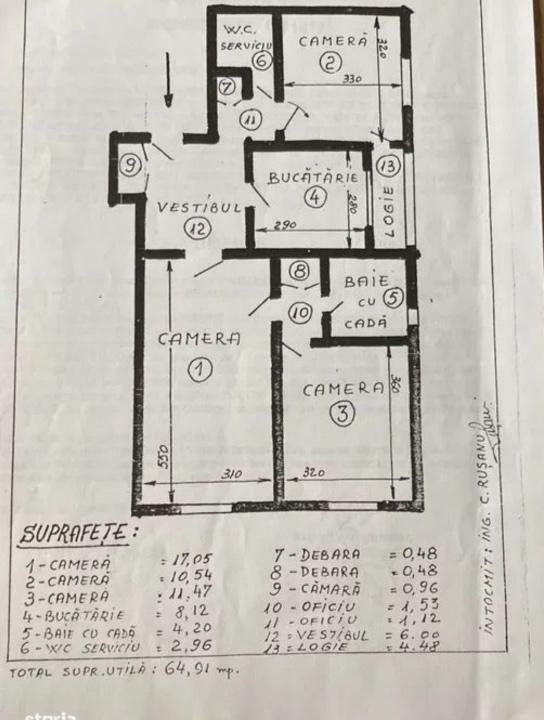 Apt 3cam renovat  69mp, dotat cu  CT, AC , an 1985  etaj 7/8, mobilat — fotografia 6