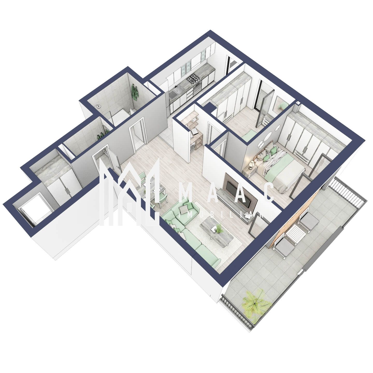 Apartament 3 camere | Balcoane 15.1 mp | Etaj 1 | Turnisor — fotografia 4