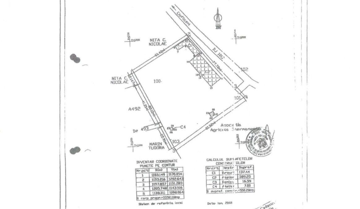Teren industrial de vanzare | Ghermanesti | Hala si spatiu birouri