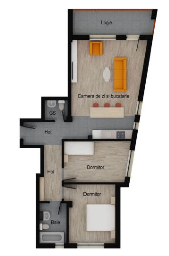 Apartament 3 camere, 2 bai, 71 mp, etaj intermediar, balcon, garaj. — fotografia 3