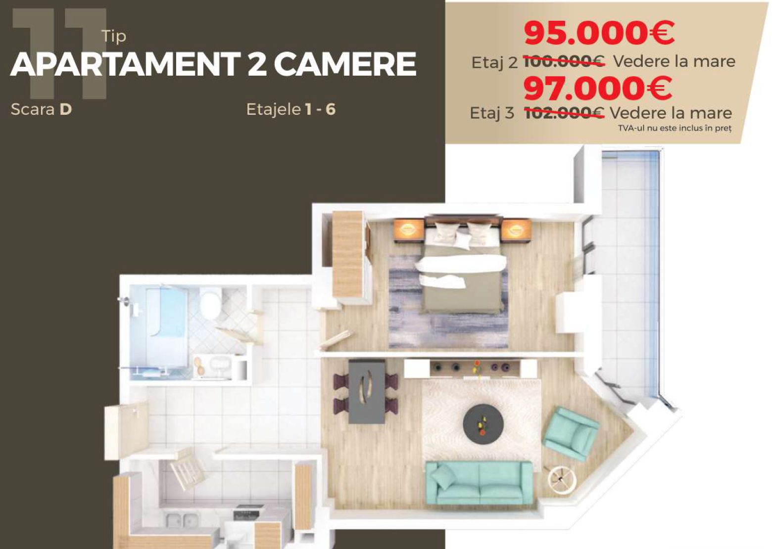 Promo la avans 50% Direct Dezvoltator  2 Cam. 56  mp  Mamaia La Butoaie — fotografia 3