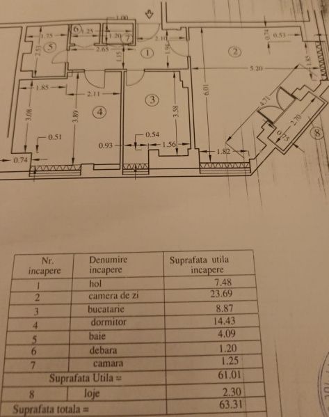 Apartament Ultracentral 2 camere, 63.3 mp bloc Mercur. — fotografia 3