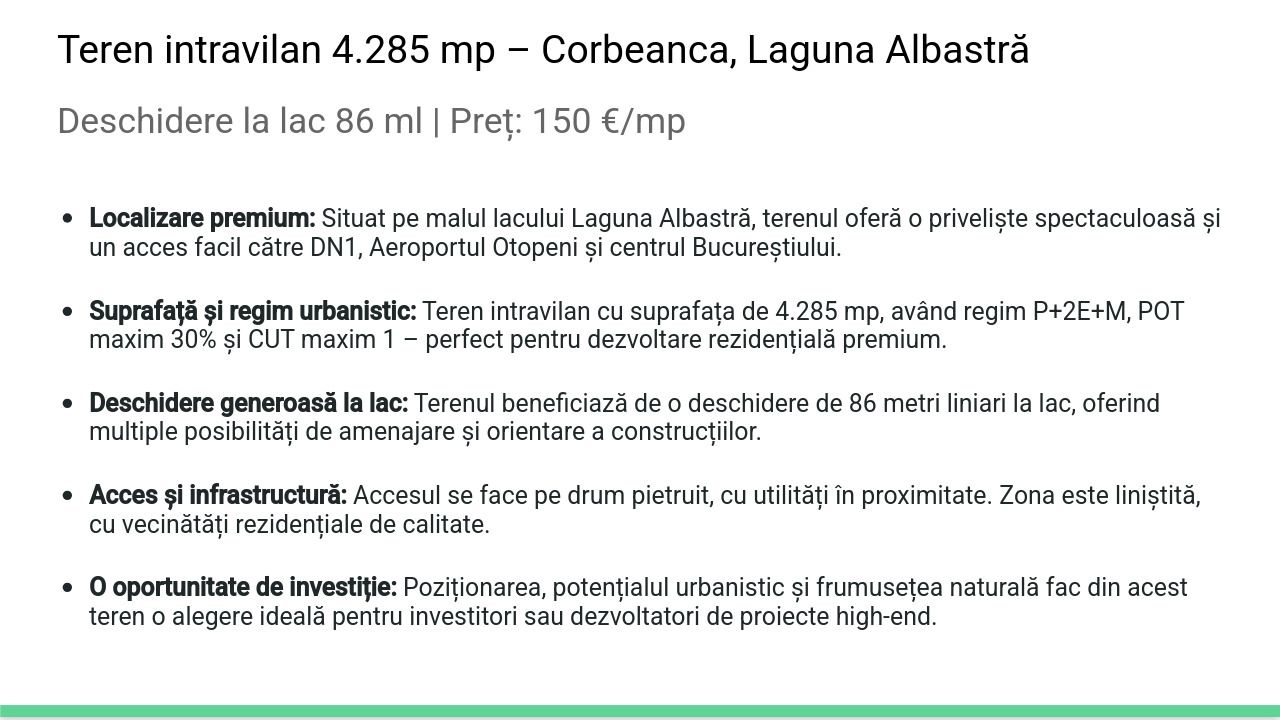 Teren intravilan 4.285 mp cu deschidere 86 ml la lac Corbeanca – Laguna Albastra — fotografia 8