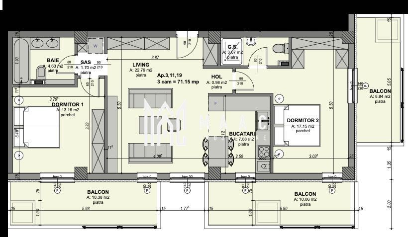 Apartament 3 camere de vânzare | Sibiu | Hipodrom 1 | 3 balcoane — fotografia 3