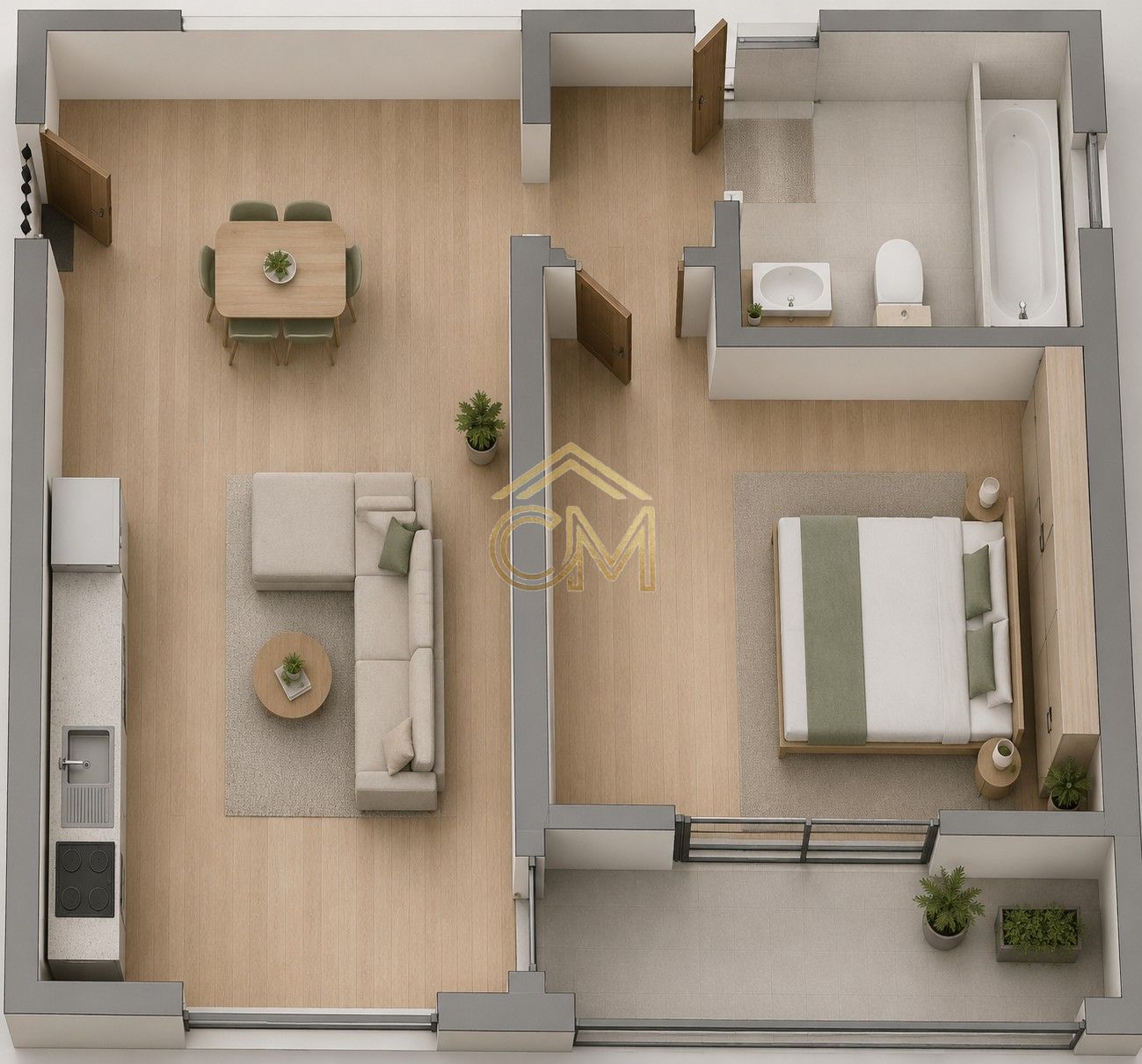 Aparatment 2 Camere-50MP-Etaj 1-Balcon-Selimbar