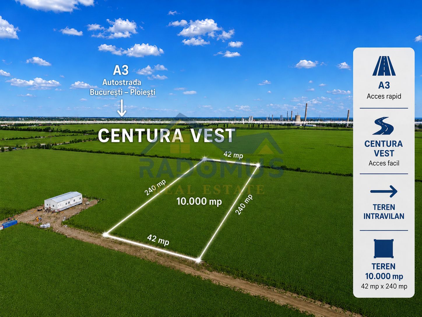 Teren Intravilan 10.000 MP – Ploiești Vest - Curent electric - 15€/mp — fotografia 3
