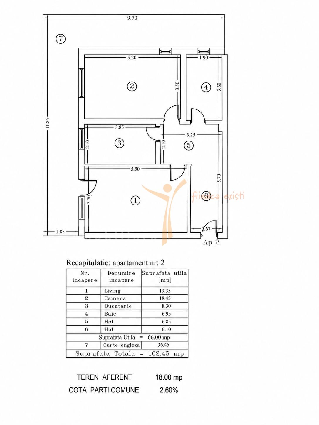 Apartament 2 camere decomandat Gorjului | 137.000 EUR — fotografia 3