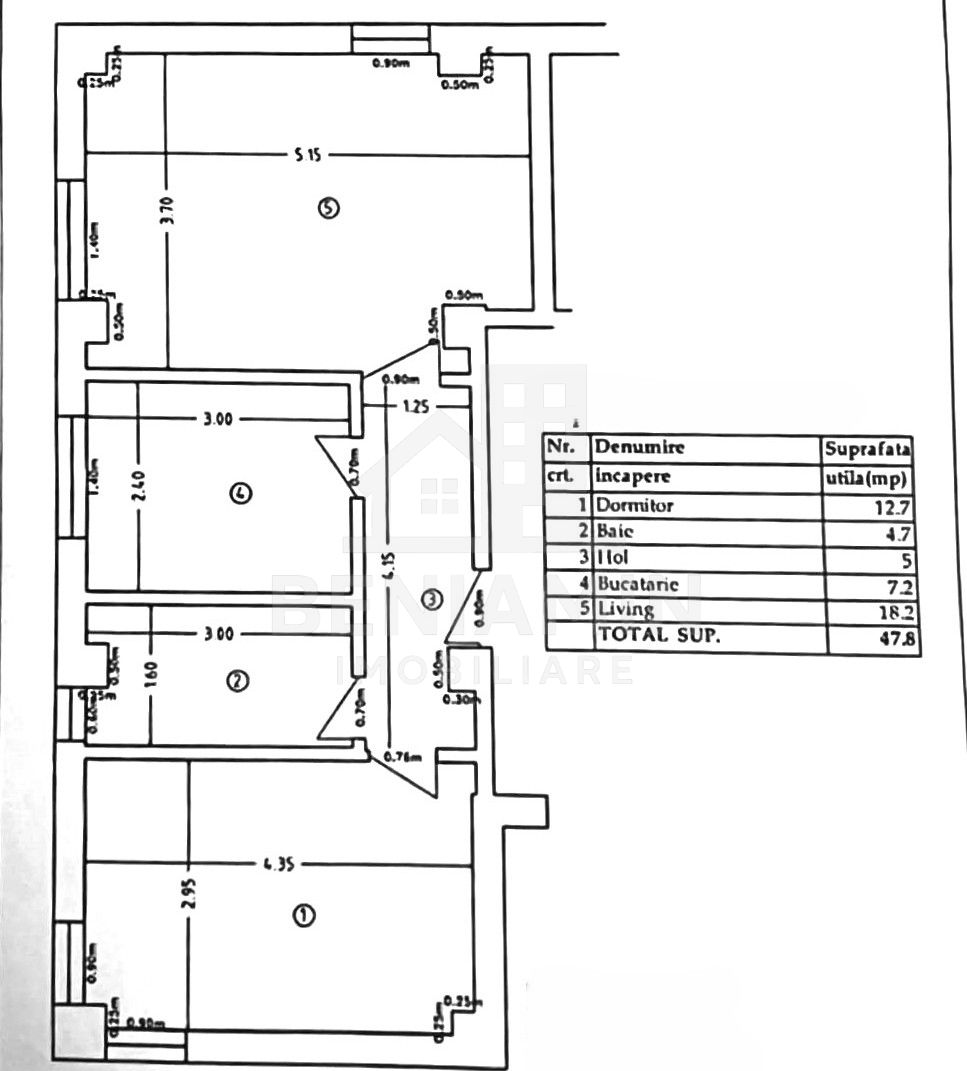 Apartament 2 camere-Bloc Nou-1 Mai-Centrala termica-48mp-Disponibil — fotografia 7