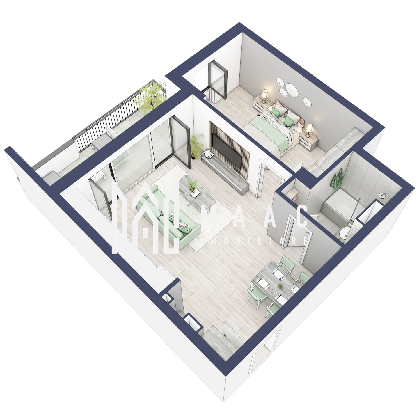 Apartament 2 camere | Etaj 3 | Balcon 10.7 mp | Turnisor — fotografia 4