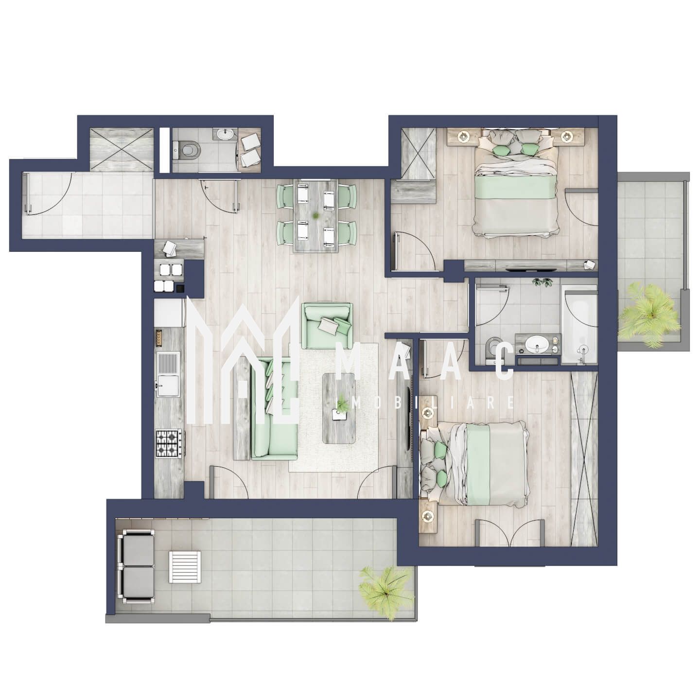 Apartament 3 camere | Balcoane 16.2 mp | Etaj 1 | Turnisor