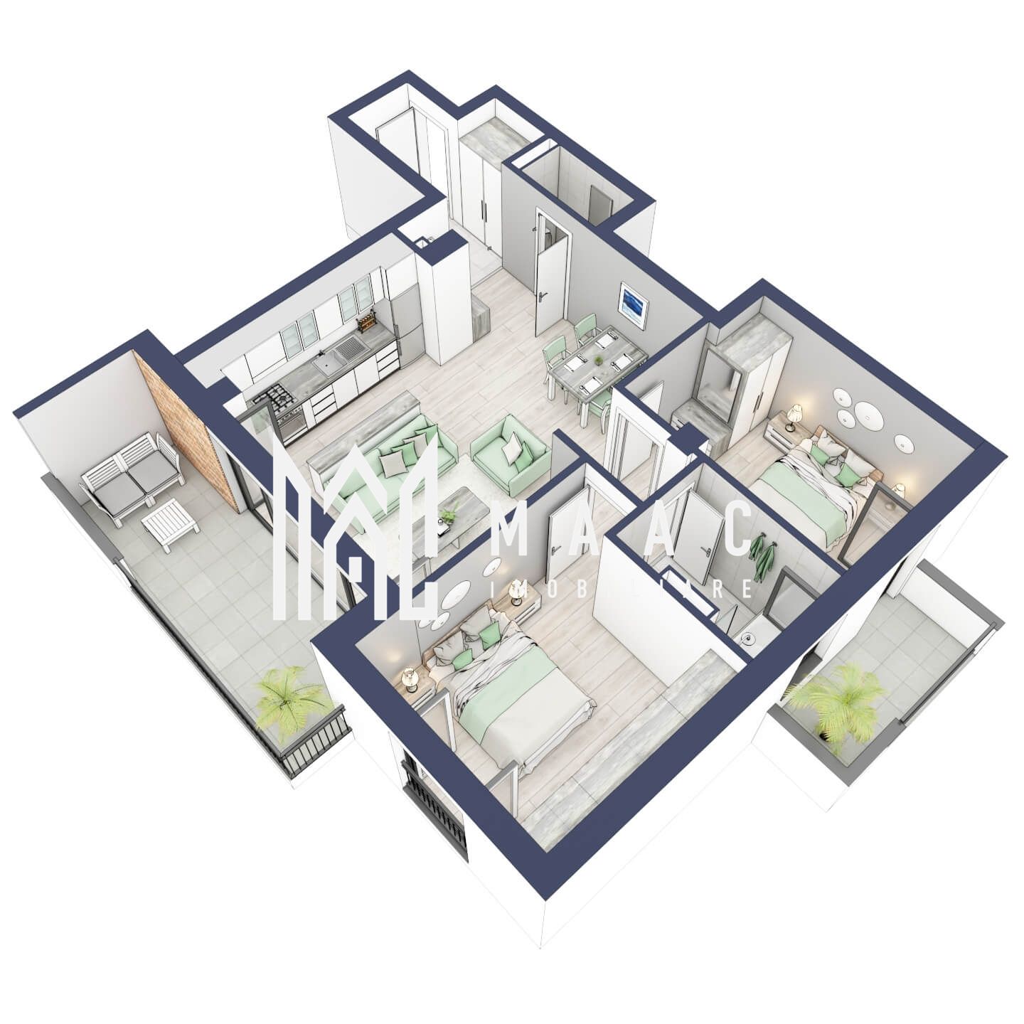 Apartament 3 camere | Balcoane 16.2 mp | Etaj 1 | Turnisor — fotografia 4