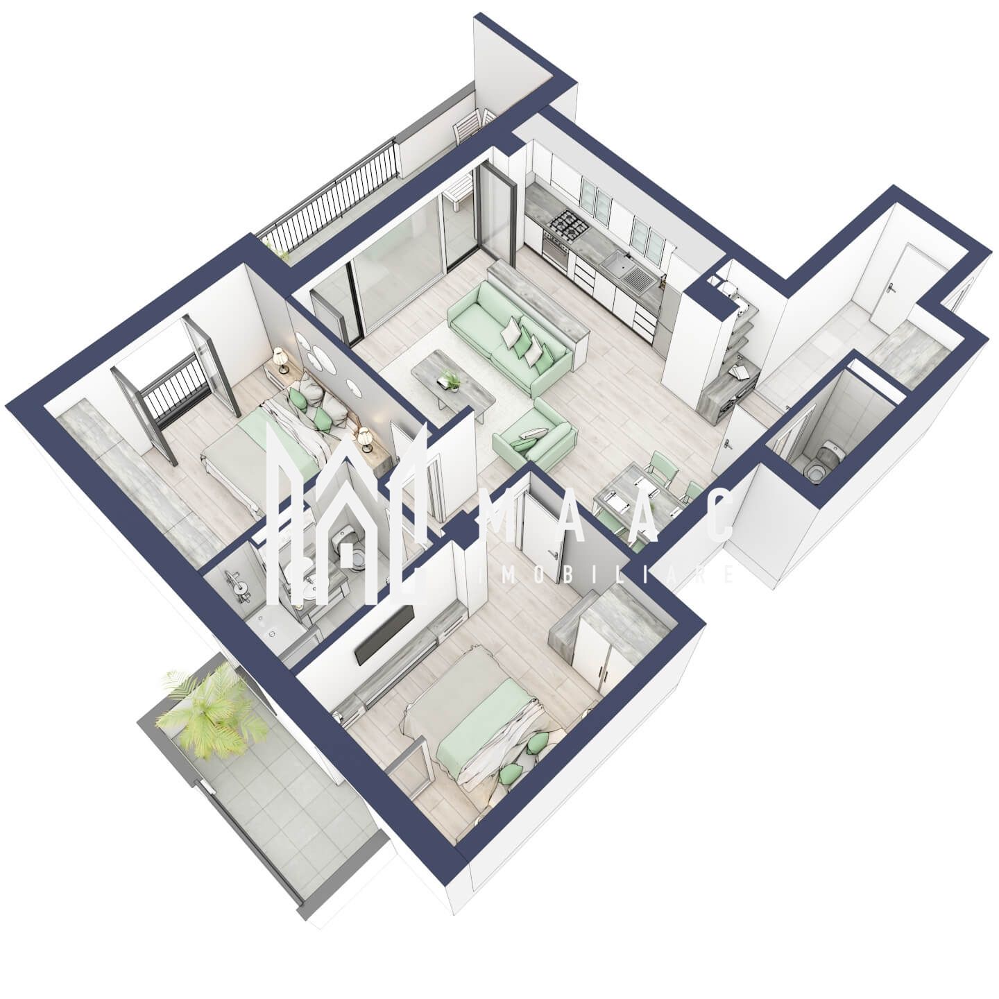 Apartament 3 camere | Balcoane 16.2 mp | Etaj 1 | Turnisor — fotografia 5