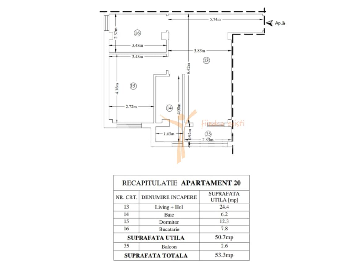 Apartament mobilat și utilat, 53.3 mp – Valea Adâncă, Miroslava