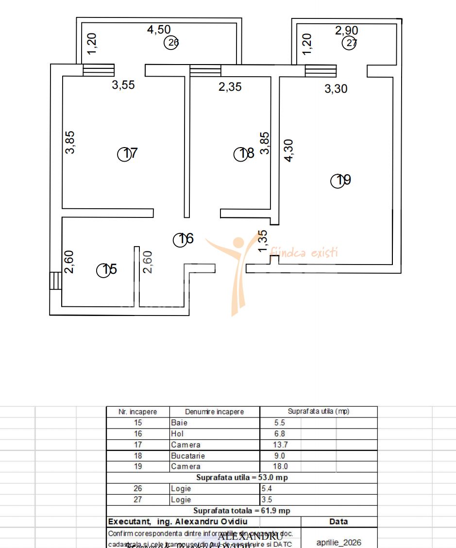 Apartament 2 camere + logie decomandat 62 mp Valea Adancă — fotografia 3