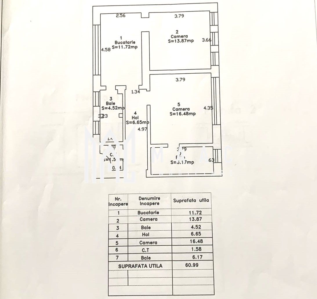 Apartament 2 camere decomandat | Sibiu Ultracentral | 61 mp, 2 băi