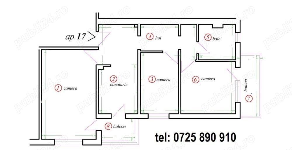 Apartament decomandat 3 camere și 2 balcoane, Calea Martirilor–Mures — fotografia 10