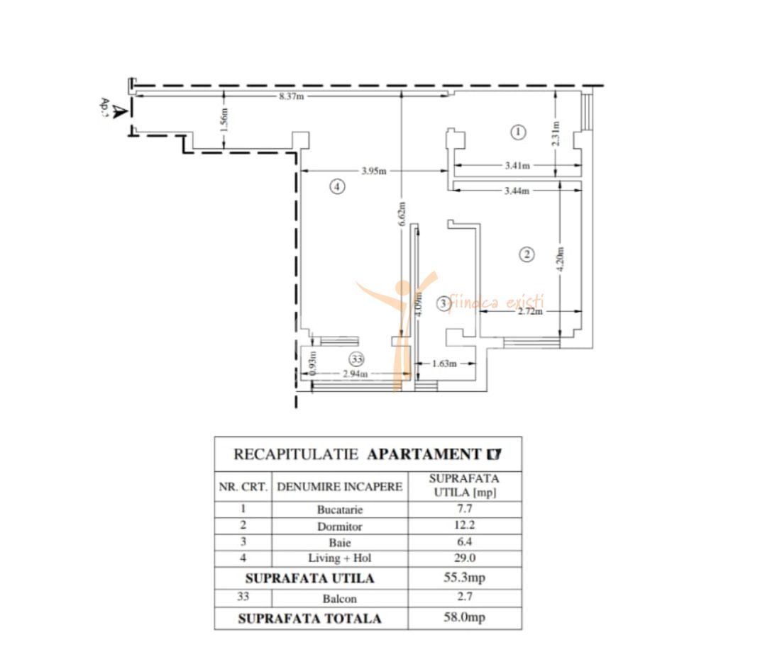 Apartament mobilat și utilat, 58 mp – Valea Adâncă, Miroslava
