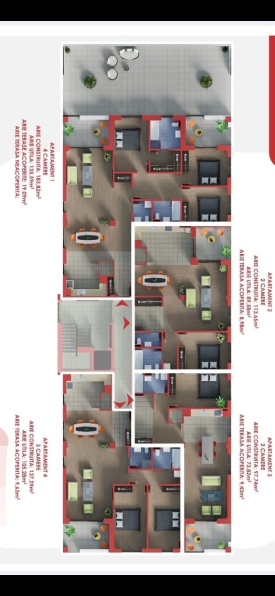 Apartament 4 camere,3bai,136mp.utili+19mp terase acoperite — fotografia 3