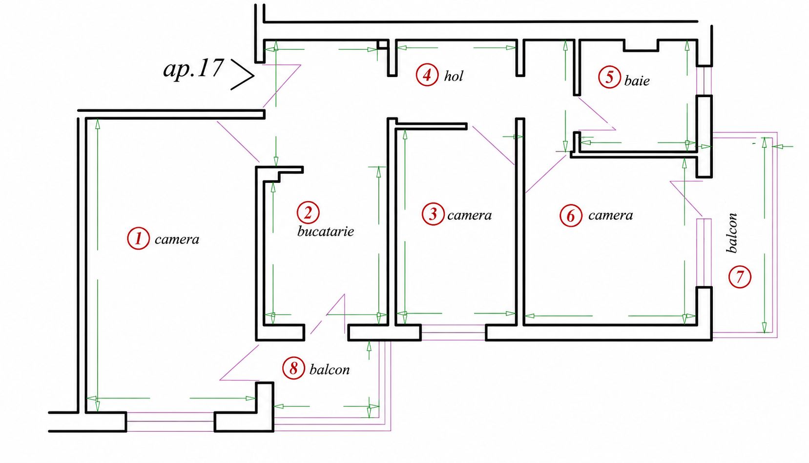 Apartament decomandat 3 camere și 2 balcoane, Calea Martirilor–Mures — fotografia 4