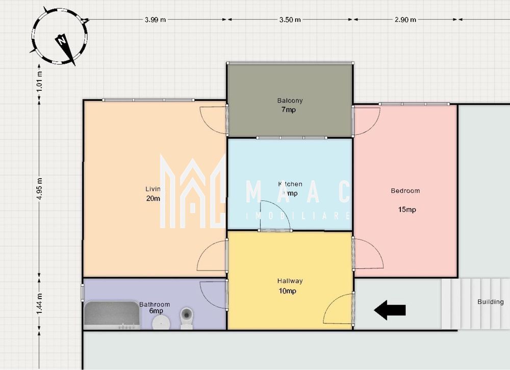 Apartament 2 camere decomandat | Ștrand, Sibiu | balcon, parcare — fotografia 7