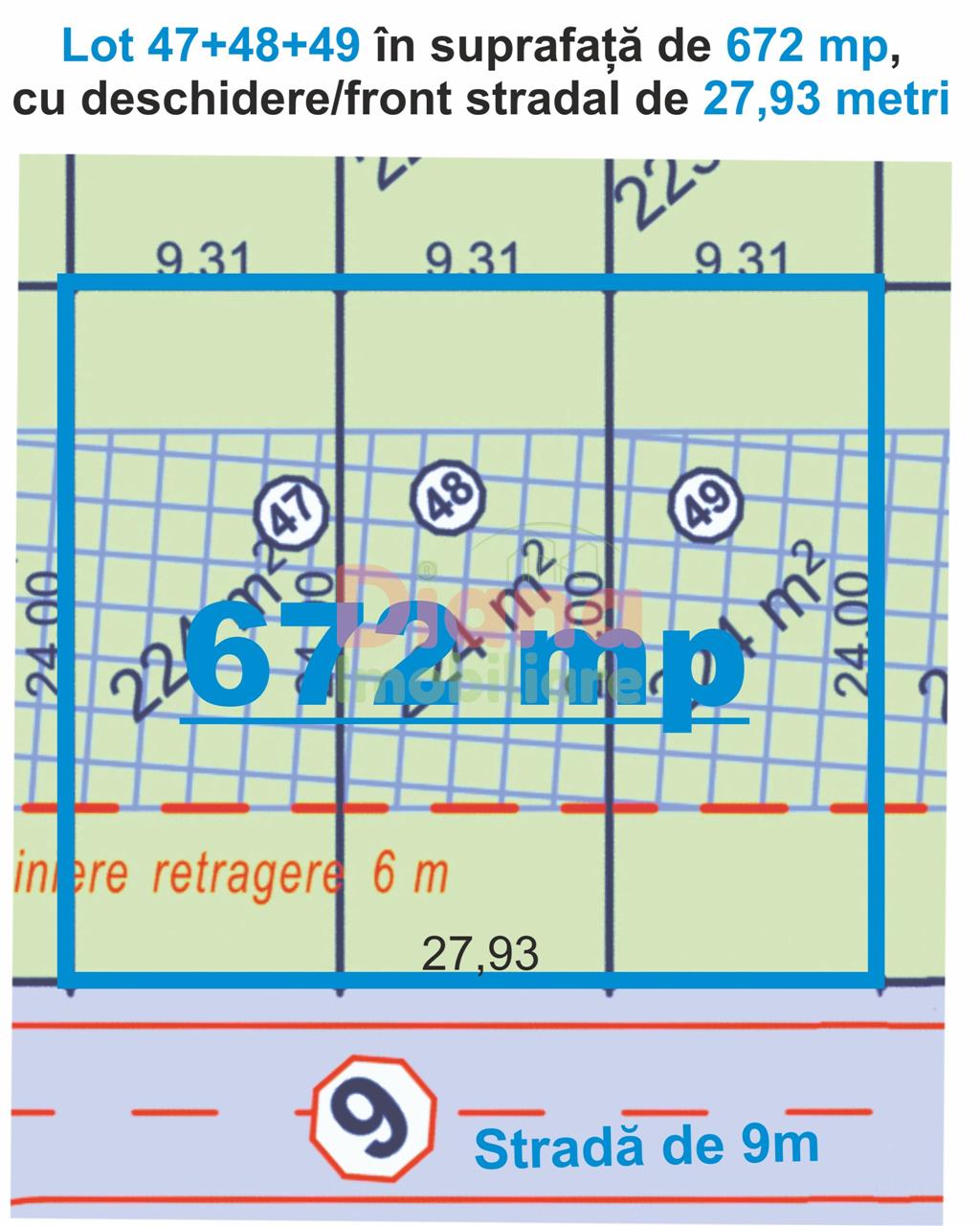 Teren intravilan 672 mp pentru casă, loturile 47, 48 și 49 — str. Viile Sibiului, Sibiu