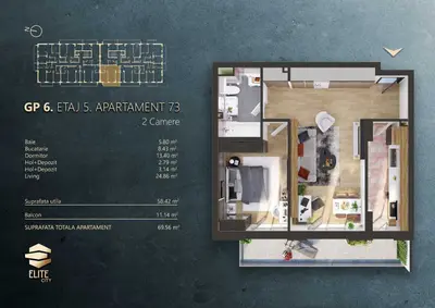 BRASADAS vinde Ap 2 cam 60mp CF terasa garaj Elite City.