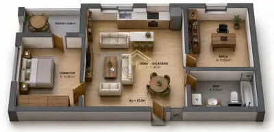 Apartament 3 Camere- 54 MPU-Parter-Terasa-Parcare