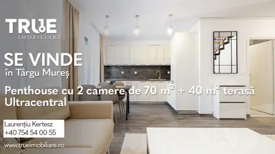 Penthouse 70m² + 40m² terasă – ultracentral, Târgu Mureș!