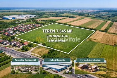 Teren intravilan 7.545 mp în ideal rezidențial sau hale