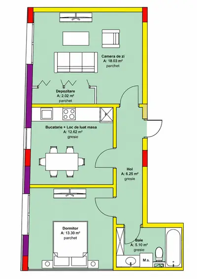 Apartament  2 camere 57mp zona Oasului
