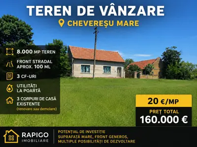 Teren vanzare-8000 m2-Cheveresu Mare -100 m front stradal