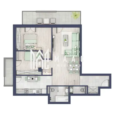 Apartament 3 camere | Balcoane 15.1 mp | Etaj 1 | Turnisor