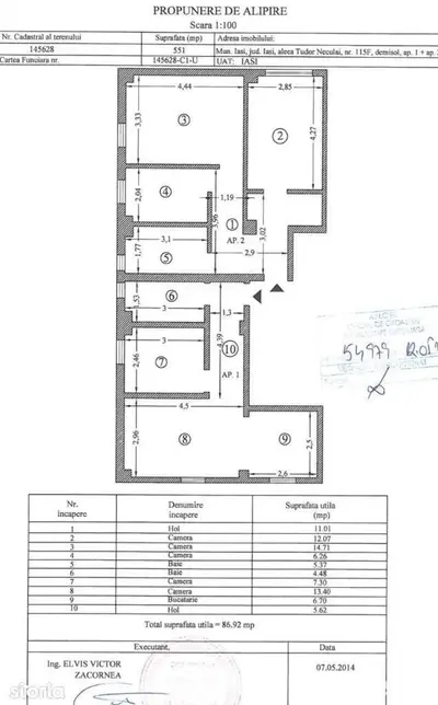 PF Vand 2 apartamente 2 camere, unite cadastral, CUG, Iasi - exclus agentii