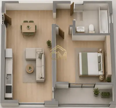 Aparatment 2 Camere-50MP-Etaj 1-Balcon-Selimbar