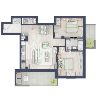 Apartament 3 camere | Balcoane 16.2 mp | Etaj 1 | Turnisor