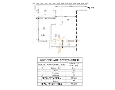 Apartament mobilat și utilat, 53.3 mp – Valea Adâncă, Miroslava