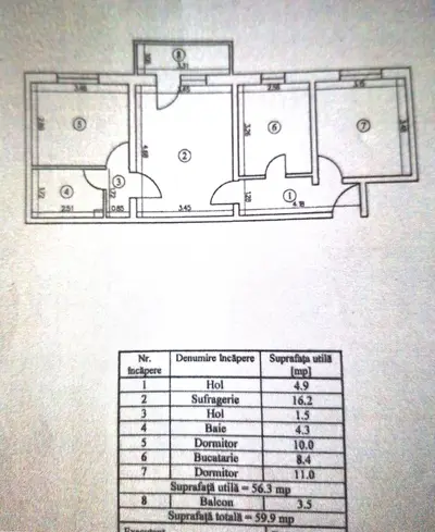Apartament 3 camere, Zona Burdujeni Cuza Voda 1